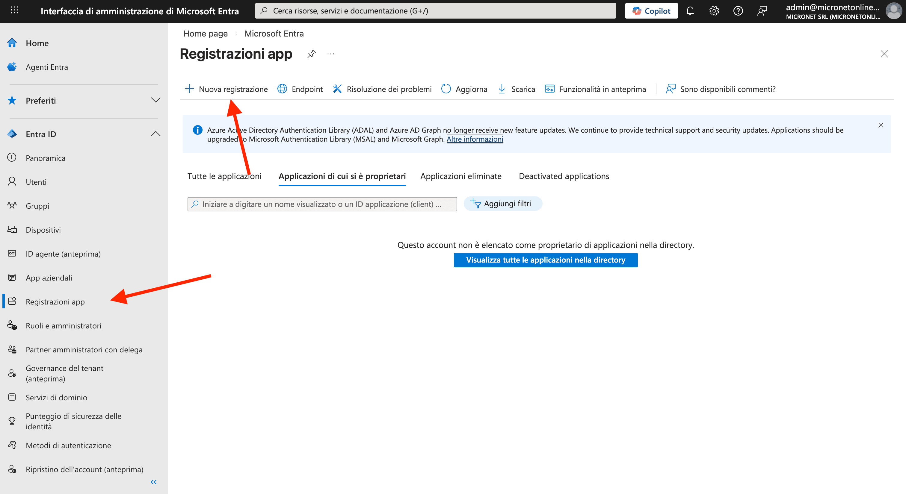 Creazione App in Entra ID