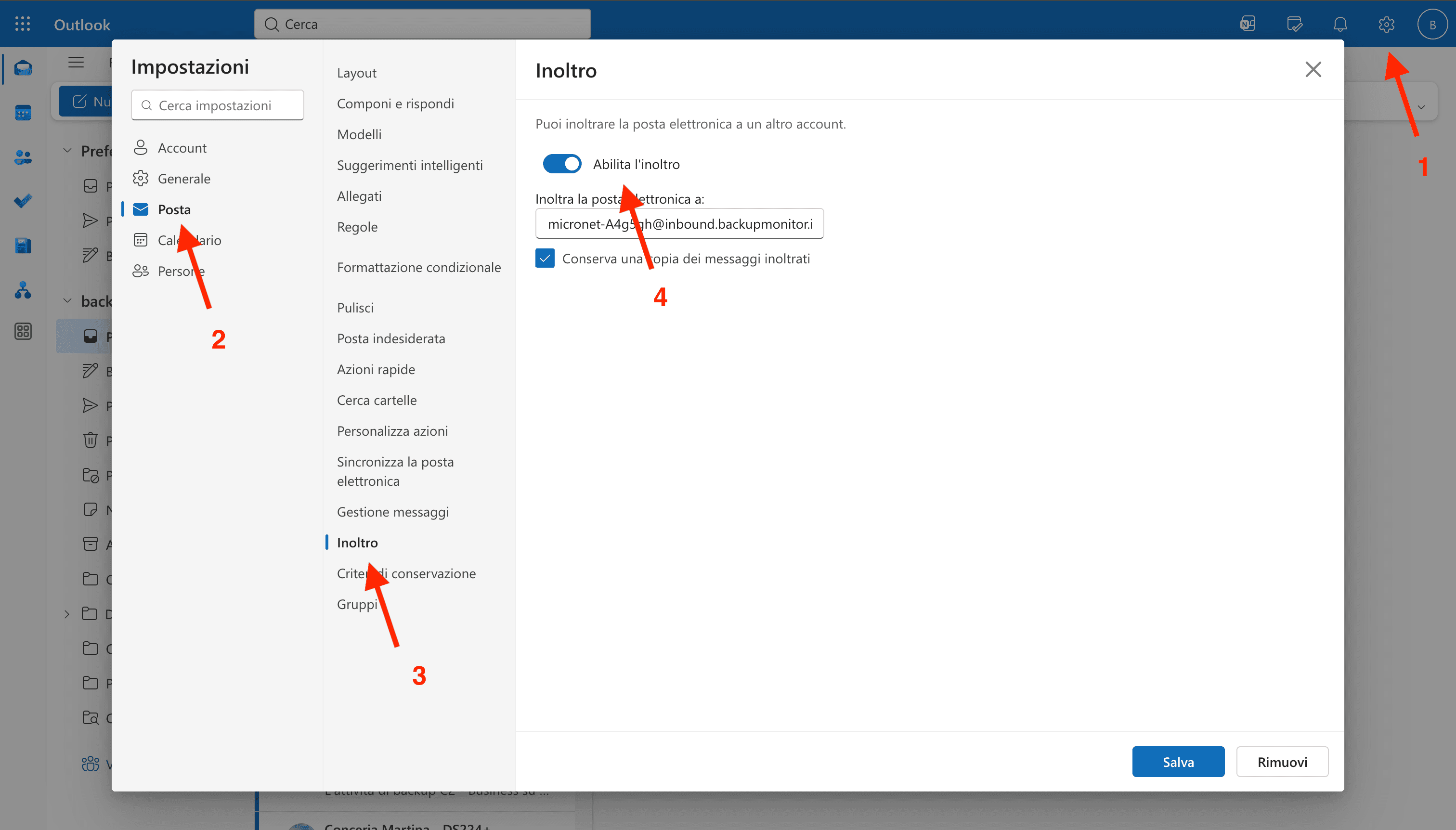 Impostazioni della posta in Microsoft Exchange