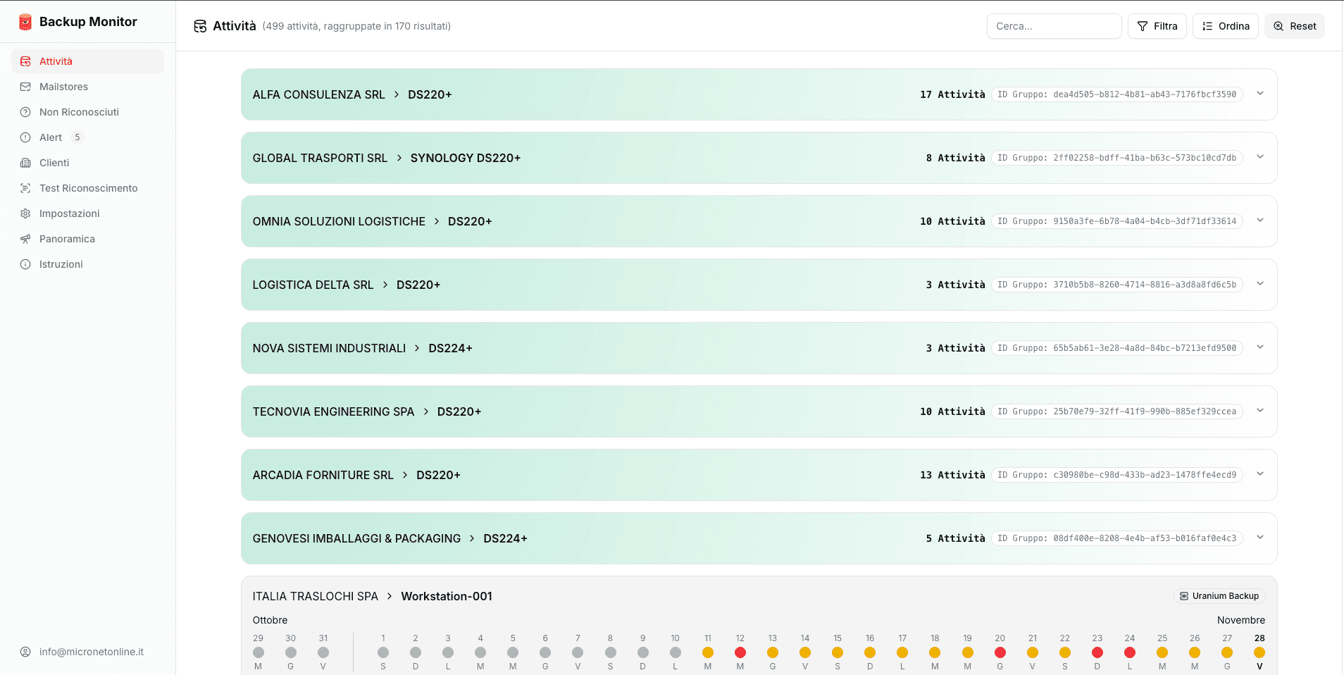 Backup Monitor - Dashboard centralizzata per il monitoraggio dei backup